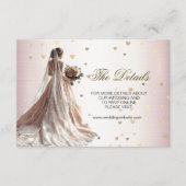 Rose Winter Wedding Bride Golden Shiny Hearts Begleitkarte (Vorderseite)