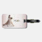 Rose Winter Wedding Bride Golden Shiny Hearts Gepäckanhänger (Rückseite horizontal)