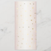 Rose Winter Wedding Bride Golden Shiny Hearts Menükarte (Rückseite)
