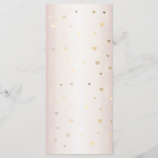 Rose Winter Wedding Bride Golden Shiny Hearts Menükarte (Rückseite)