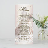 Rose Winter Wedding Bride Golden Shiny Hearts Menükarte (Stehend Vorderseite)