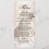 Rose Winter Wedding Bride Golden Shiny Hearts Menükarte (Vorderseite)