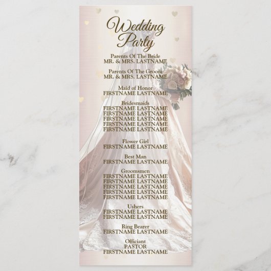 Rose Winter Wedding Bride Golden Shiny Hearts Programm (Rückseite)
