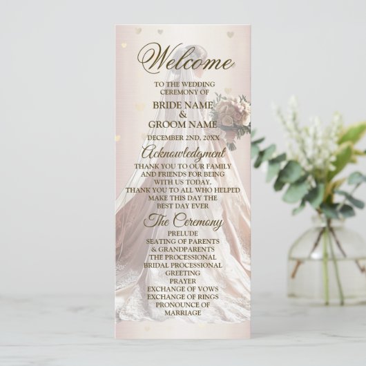Rose Winter Wedding Bride Golden Shiny Hearts Programm (Stehend Vorderseite)