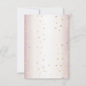 Rose Winter Wedding Bride Golden Shiny Hearts RSVP Karte (Rückseite)