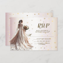 Rose Winter Wedding Bride Golden Shiny Hearts