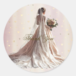 Rose Winter Wedding Bride Golden Shiny Hearts Runder Aufkleber