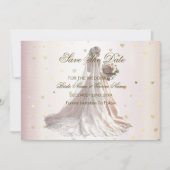 Rose Winter Wedding Bride Golden Shiny Hearts Save The Date (Vorderseite)