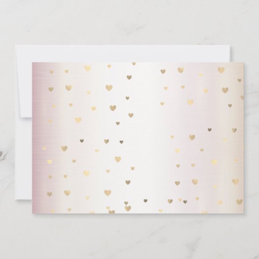 Rose Winter Wedding Bride Golden Shiny Hearts Save The Date (Rückseite)