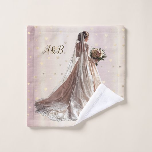 Rose Winter Wedding Bride Golden Shiny Party Badhandtuch Set (Waschlappen)