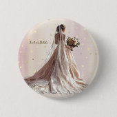 Rose Winter Wedding Bride Golden Shiny Party Button (Vorderseite)