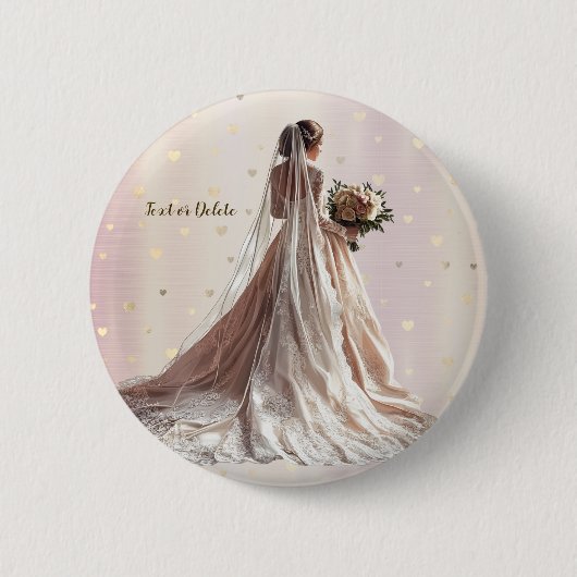Rose Winter Wedding Bride Golden Shiny Party Button (Vorderseite)