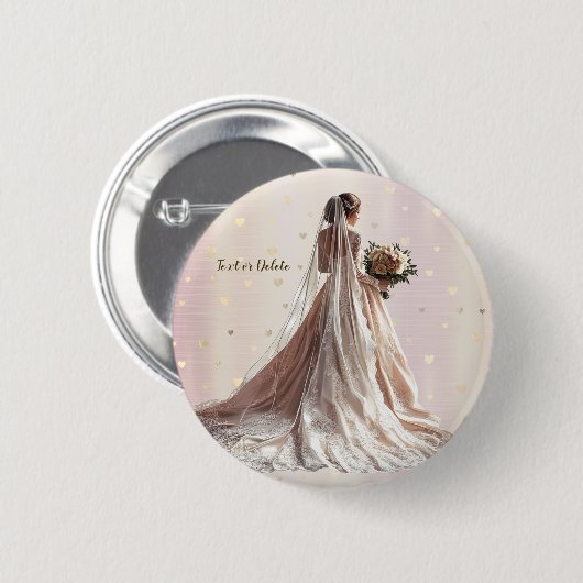 Rose Winter Wedding Bride Golden Shiny Party Button (Vorne & Hinten)