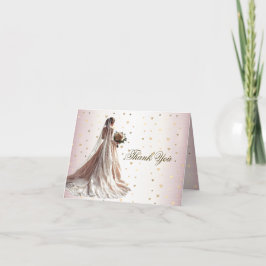 Rose Winter Wedding Bride Golden Shiny Party Dankeskarte