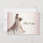 Rose Winter Wedding Bride Golden Shiny Party Dankeskarte (Vorderseite)