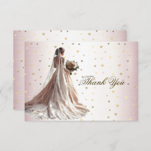 Rose Winter Wedding Bride Golden Shiny Party Dankeskarte