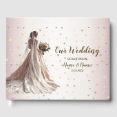 Rose Winter Wedding Bride Golden Shiny Party Gästebuch (Vorderseite)