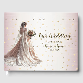 Rose Winter Wedding Bride Golden Shiny Party Gästebuch