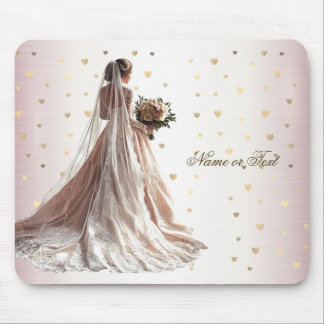 Rose Winter Wedding Bride Golden Shiny Party Mousepad