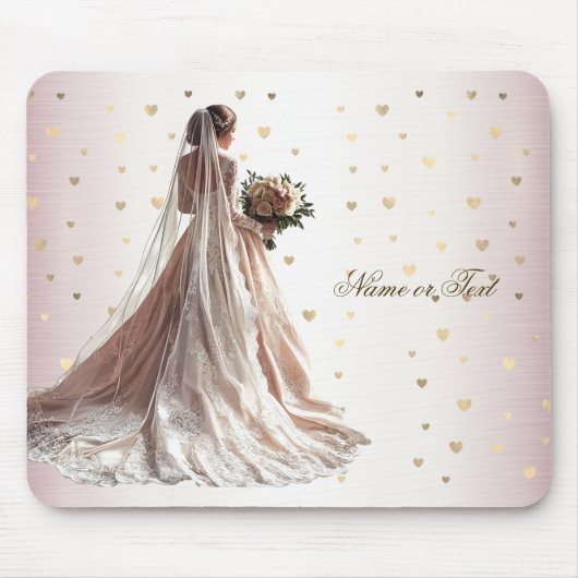 Rose Winter Wedding Bride Golden Shiny Party Mousepad (Vorne)