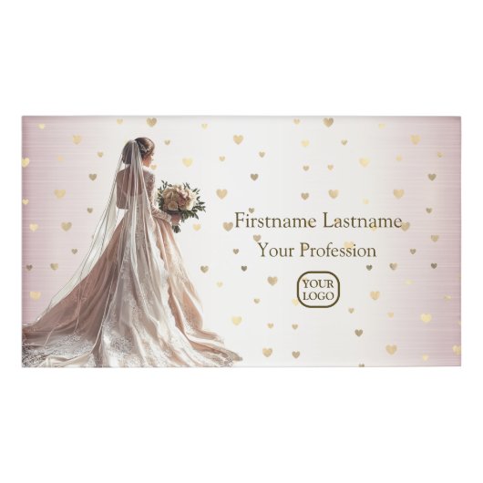 Rose Winter Wedding Bride Golden Shiny Party Namenschild (Vorderseite)