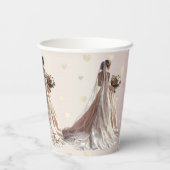 Rose Winter Wedding Bride Golden Shiny Party Pappbecher (Rückseite)