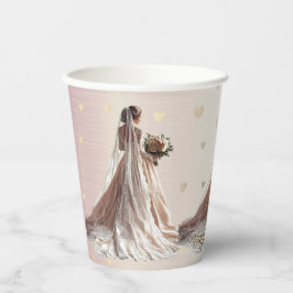 Rose Winter Wedding Bride Golden Shiny Party Pappbecher