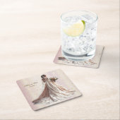 Rose Winter Wedding Bride Golden Shiny Party Rechteckiger Pappuntersetzer (Vor Ort)