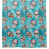 Rose Wirbel Türkis ID725 Duschvorhang (Vorderseite)