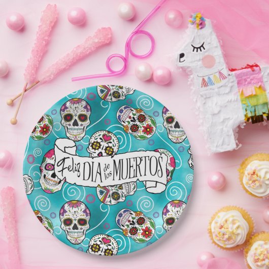 Rose Wirbel Türkis ID725 Pappteller (Party)