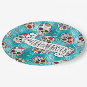 Rose Wirbel Türkis ID725 Pappteller (Schrägansicht)