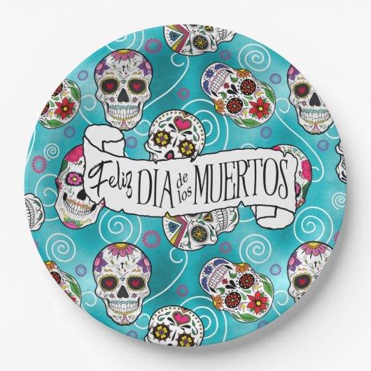 Rose Wirbel Türkis ID725 Pappteller (Vorderseite)