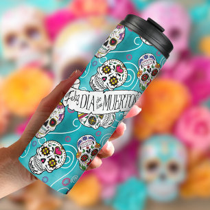 Rose Wirbel Türkis ID725 Thermosbecher