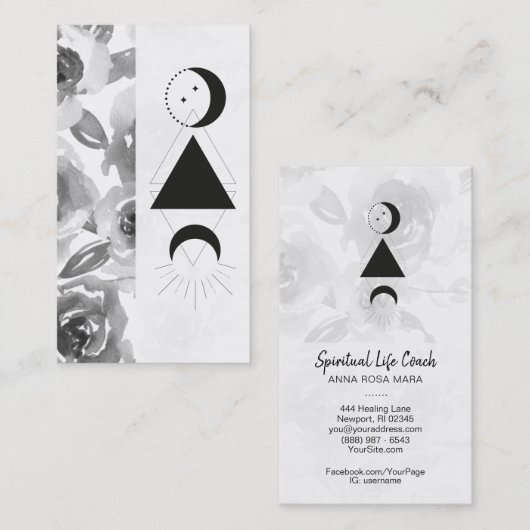 *~* Rose Wisteria Alchemy Moon Triangle Blume Visitenkarte (Vorne/Hinten)