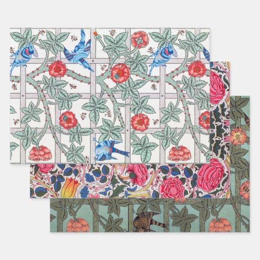 Rose with Small Bird, William Morris Geschenkpapier Set (Set)