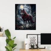 Rose Wolf Midnight Garden Poster (Heimbüro)