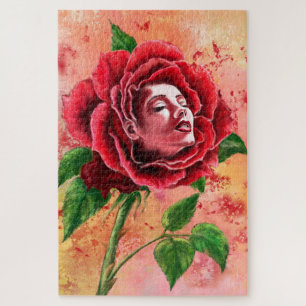 Rose Woman Jigsaw Puzzle