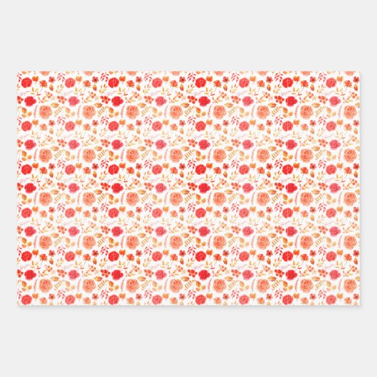 Rose Wrapping Paper Flat Sheet Set 3 Geschenkpapier Set (Vorderseite 3)