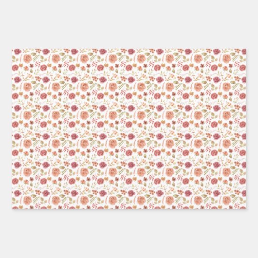 Rose Wrapping Paper Flat Sheet Set 3 Geschenkpapier Set (Vorderseite)