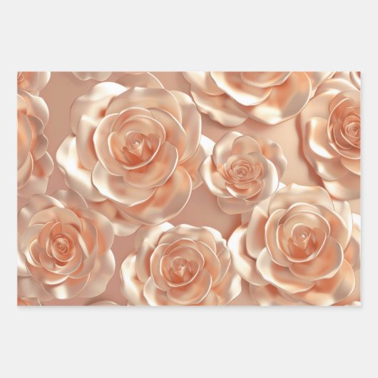 Rose-Wrapping Paper Flat Sheet Set 3 Geschenkpapier Set (Vorderseite)