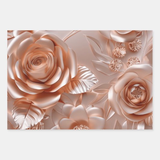 Rose-Wrapping Paper Flat Sheet Set 3 Geschenkpapier Set (Vorderseite 3)
