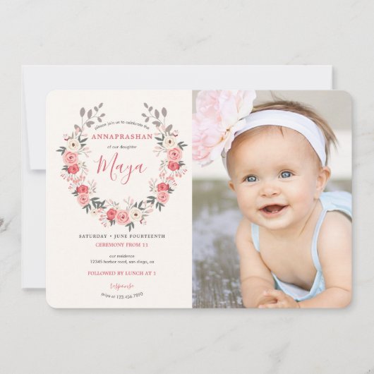 Rose Wreath Einladung (Vorderseite)