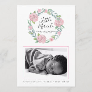 Rose Wreath Little Miracle Foto Birth Ankündigung