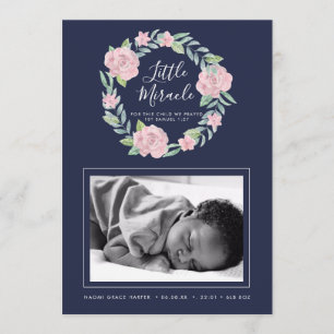 Rose Wreath Little Miracle Foto Birth Ankündigung