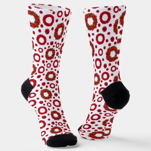 Rose Wreath Polka Pattern for Red Rose Lovers Socken (Gewinkelt)