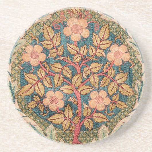 Rose Wreath Stickerei Design von William Morris Getränkeuntersetzer (Vorne)