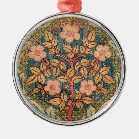 Rose Wreath Stickerei Design von William Morris Ornament Aus Metall (Vorne)