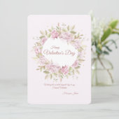 Rose Wreath Valentinstag Grußkarte Einladung (Stehend Vorderseite)