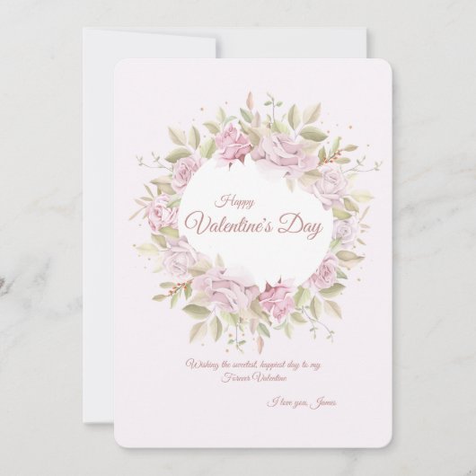 Rose Wreath Valentinstag Grußkarte Einladung (Vorderseite)