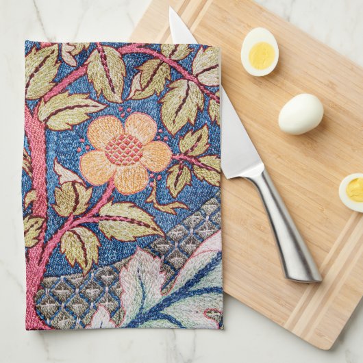 Rose Wreath, William Morris Geschirrtuch (Viertel Falte)